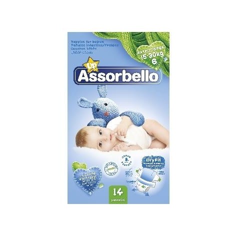 ASSORBELLO Dry Fit 6 Extra-Large 15-30Kg 14 Pannolini